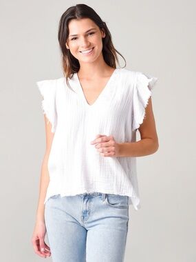 Stark X Ruffle Sleeve cotton Guaze Top sz XS
